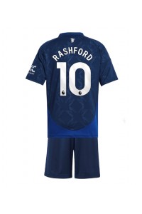 Manchester United Marcus Rashford #10 Jalkapallovaatteet Lasten Vieraspeliasu 2024-25 Lyhythihainen (+ Lyhyet housut)